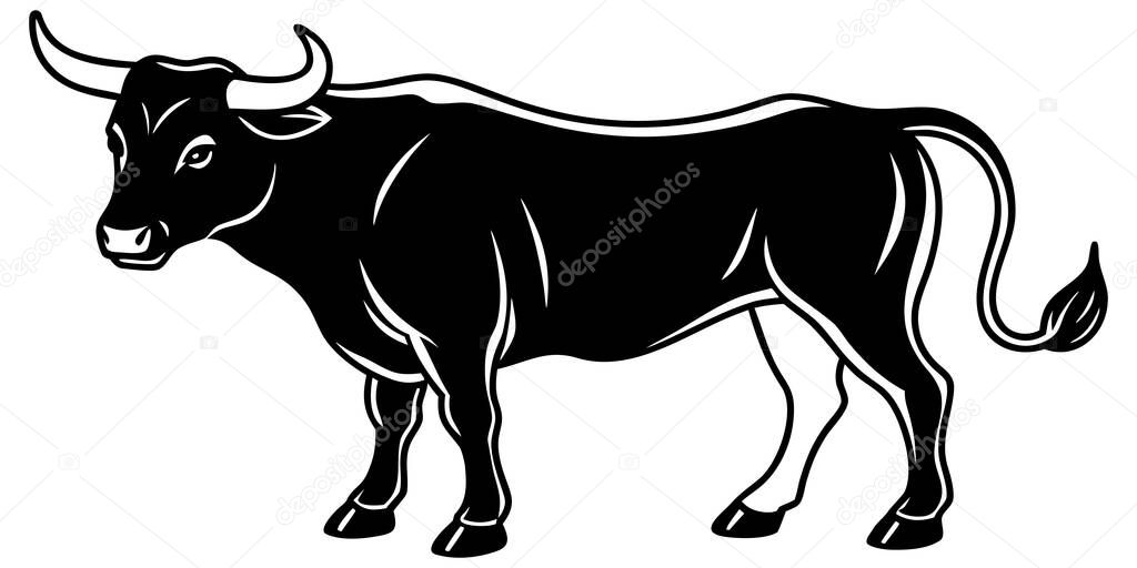 Bold bull illustration conveying power and resilience. Perfect for financial, branding, or sports themes. Strong, confident design.