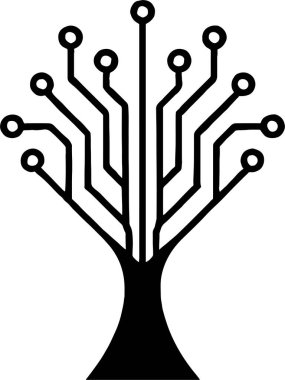 Devre dalları olan dijital ağaç büyümeyi ve yeniliği simgeler. Teknoloji, bilim ve gelecek kavramları için mükemmel..