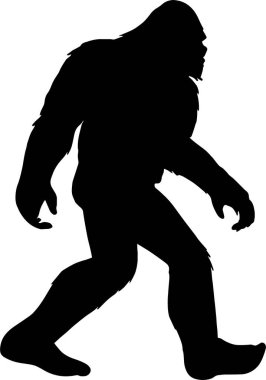 Gizemli bir Koca Ayak silueti yürüyor. Folklor, fantezi, kriptozooloji ve efsanevi yaratık projeleri için harika..