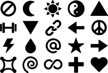 Modern tasarım için çok yönlü vektör sembolleri. Uygulama simgeleri, sosyal medya ve markalaşma için ideal..