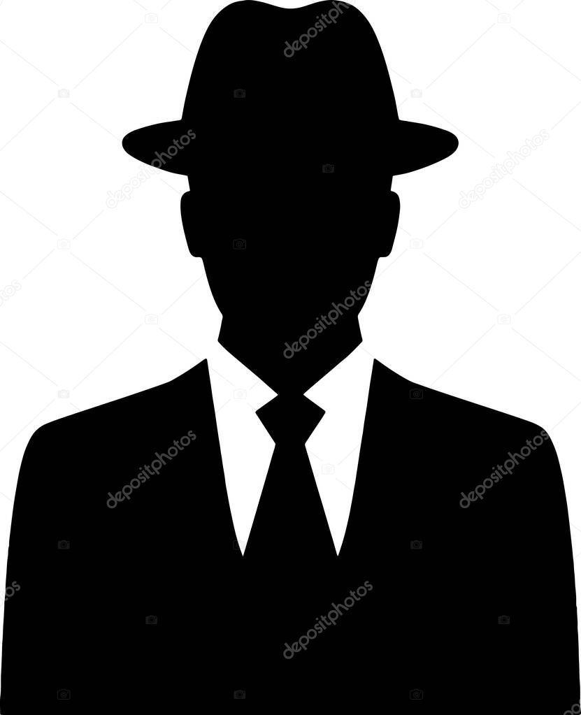 Intriguing silhouette evokes mystery and classic style. Ideal for adding a vintage or suspenseful touch to designs.