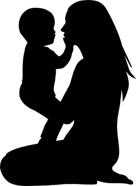 Bu dokunaklı anne ve çocuk silueti ile saf sevgi ve bağ yakalayın. Kırılmaz bağı sembolize edin..