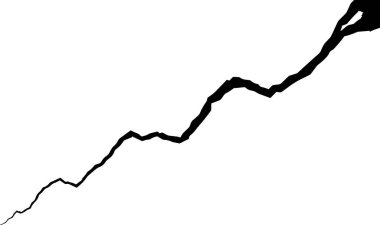 Beyaz üzerine kalın siyah çatlak grafiği bozulma, hasar ve kırılma noktaları için güçlü bir görsel oluşturur.