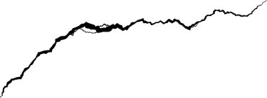 Kırılma noktasını sembolize eden siyah pürüzlü çatlak motifi ya da temiz beyaz arkaplan karşısındaki bozulma.