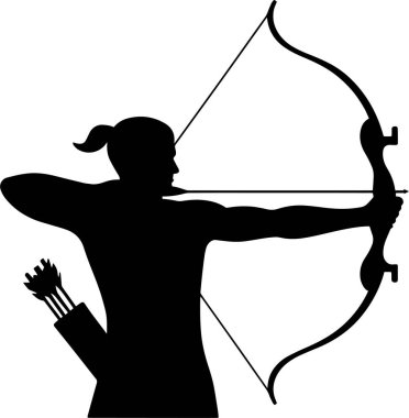 Usta okçu yayı çekiyor, özenli ve kararlı. Yetenek, amaç ve spor başarılarını temsil etmek için mükemmel..