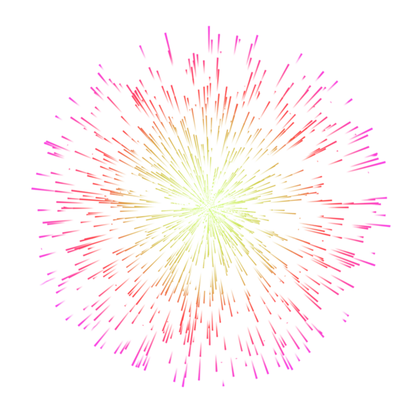 Gece gökyüzünde dinamik renkli havai fişekler patlıyor.