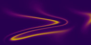 Dinamik mor arka plan, parlak sarı neon ışık eğrileri, modern teknoloji ve yenilik hissi uyandırıyor..