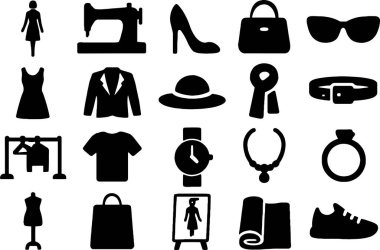 Tasarım ilhamı için moda simgeleri ve aksesuarları koleksiyonu