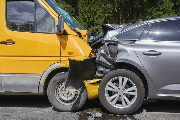 Července 2020 Cena Lotyšsko Poškozené Automobily Dálnici Místě Nehody Důvodu — Stock fotografie