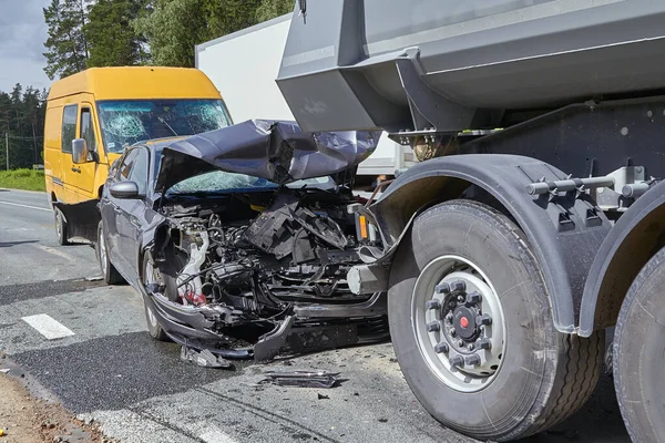 Července 2020 Cena Lotyšsko Poškozené Automobily Dálnici Místě Nehody Důvodu — Stock fotografie