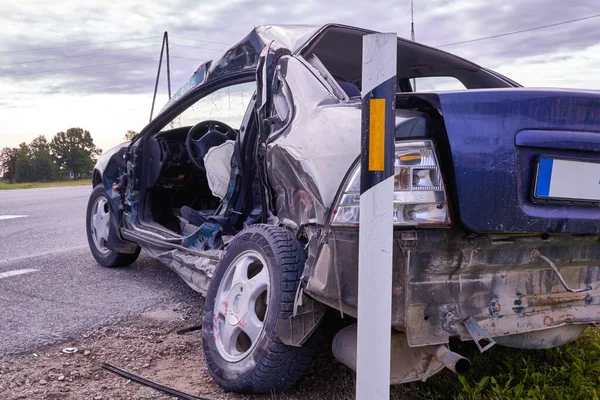 Září 2020 Bauska Lotyšsko Auto Srážce Těžkým Nákladním Vozidlem Dopravní — Stock fotografie