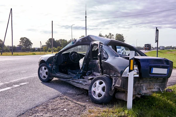 Septiembre 2020 Bauska Letonia Coche Después Una Colisión Con Camión — Foto de Stock