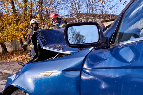 November 2020 Riga Latvia Car Accident Road Because Collision Truck — Stock Photo, Image