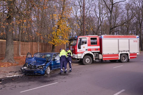 November 2020 Riga Lettland Auto Nach Unfall Auf Der Straße — Stockfoto