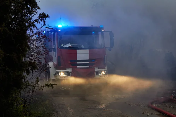 Грудня 2020 Року Острів Доул Латвія Загасання Пожежі Знищило Сільський — стокове фото