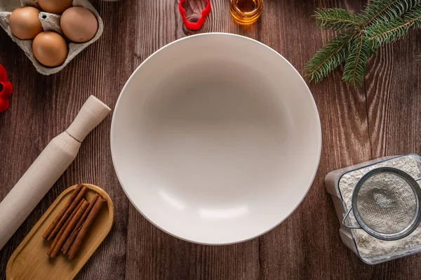Noel kurabiyesi pişirmek için malzemeler. Metin için boşluk