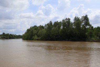 Nehir ve gölü olan güzel bir manzara.