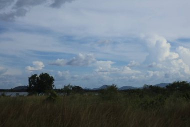 Dağlarda gölü olan güzel bir manzara.