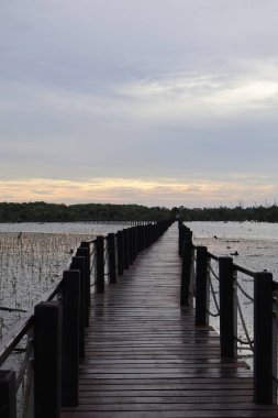 Nehirdeki tahta köprü