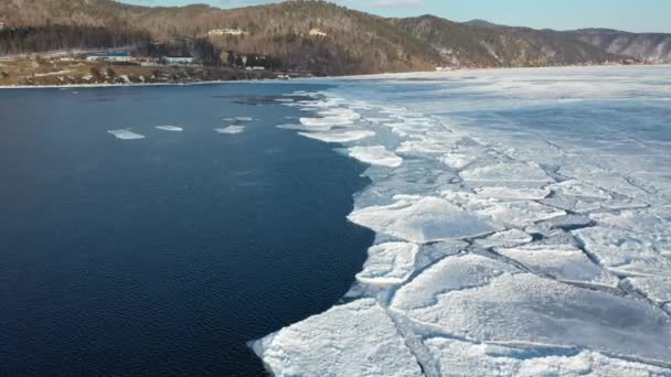 Baikal Angara Invierno Hielo Deriva Dji Mavic Pro — Vídeo de stock