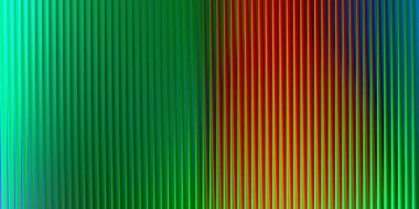 Yeşil, kırmızı ve mavi tonlarında dikey çizgilerin gradyanı dinamik ve modern bir görsel efekt yaratır..