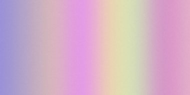 Bir pastel gökkuşağı gradyanı pembe, mor, sarı ve maviyi ince bir hububat dokusuyla harmanlar. Net detaylar ve canlı renkler görsel cazibeyi artırır.