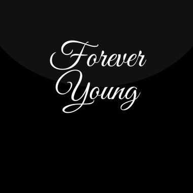 Sonsuza dek genç metin. afiş, kart, poster, baskı için harf tasarımı. modern illüstrasyon.