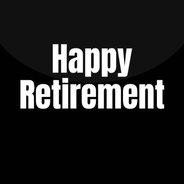 Mutlu emeklilik. Siyah zemin üzerinde beyaz daireler olan vektör harfleri. düz resimleme