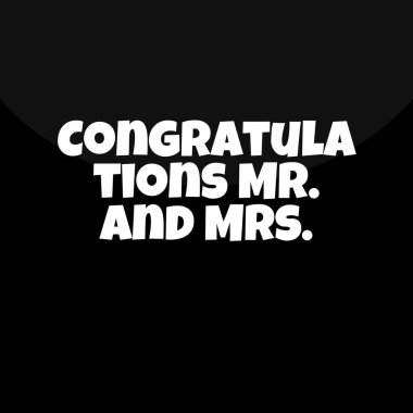 Siyah arka plandaki siyah vektör beyaz ikonu için tebrikler. düğün davetiyesi işareti