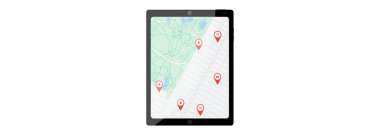 Tablet ekranında şehir haritasının vektör resmi
