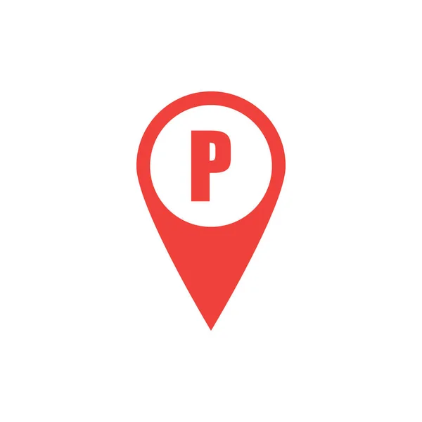 Vektor Symbol Des Rot Gepunkteten Gps Mit Parkposition — Stockvektor