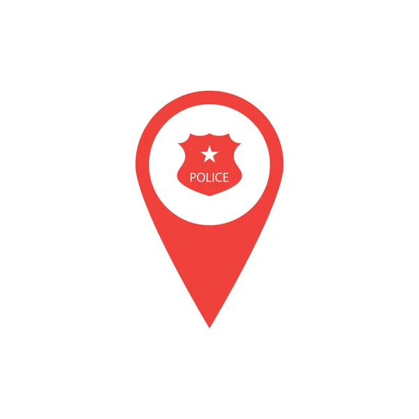 Icono Vector Punto Rojo Gps Con Ubicación Estación Policía — Vector de stock