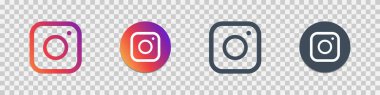 Instagram logosunun farklı renkte vektör seti. Editoryal vektör illüstrasyonu. Vinnitsa, Ukrayna - 29 Ekim 2020.