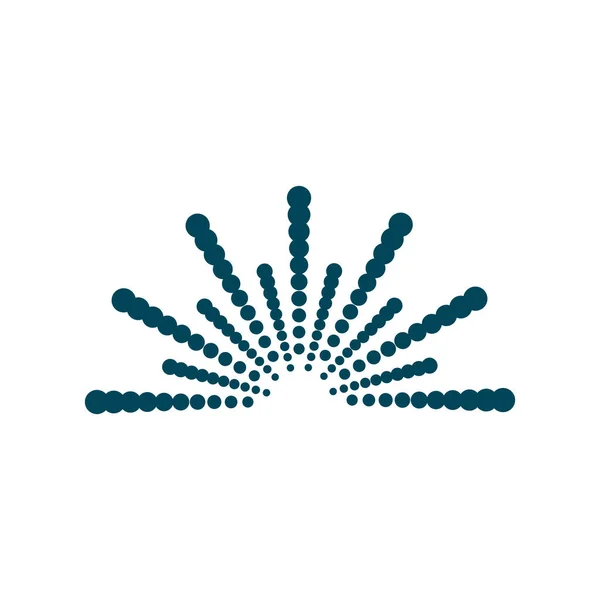 Geçiş çemberleri şeklinde ufkun ötesinden gelen güneş ışınlarının vektör simgesi