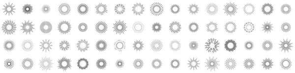 Conjunto Vectores Iconos Rayos Solares Llamaradas Solares — Archivo Imágenes Vectoriales
