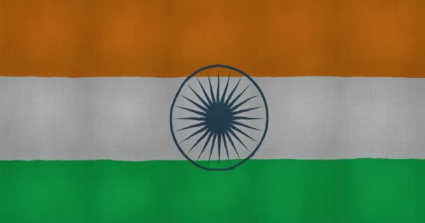 Animation Indiens Flagga Veckla Sig Vinden — Stockvideo