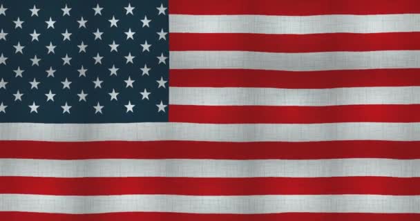 風の中で展開するアメリカ国旗のアニメーションです — ストック動画