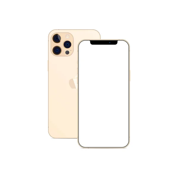 Vinnytsia, Ukrayna - 25 Ocak 2021. Yeni kremalı iPhone 'un vektör görüntüsü. Editoryal vektör illüstrasyonu.