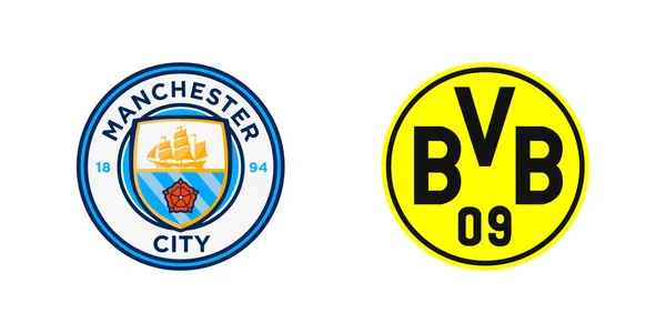 Διανυσματική Εικόνα Των Λογοτύπων Ποδοσφαιρικών Συλλόγων Manchester City Και Borussia — Διανυσματικό Αρχείο