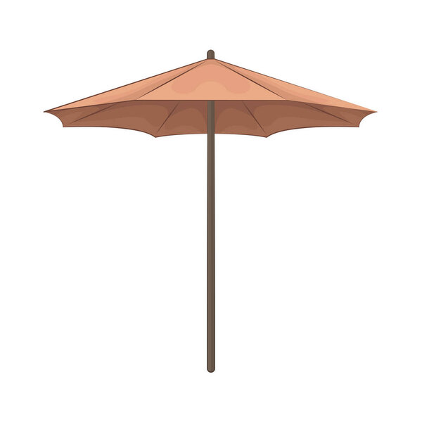 A beach umbrella provides shade and comfort by the sea, symbolizing relaxation and carefree vacation moments.