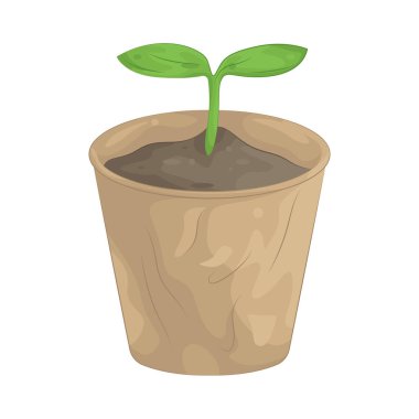 Bitki saksısı büyümeyi ve yeşilliği temsil ederek kentsel bahçe ve çevre bakımını teşvik eder..