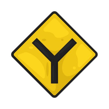 Y kavşağı işareti, yolun iki dala ayrıldığını ve ileride Y şeklinde bir şekil oluştuğunu gösterir..