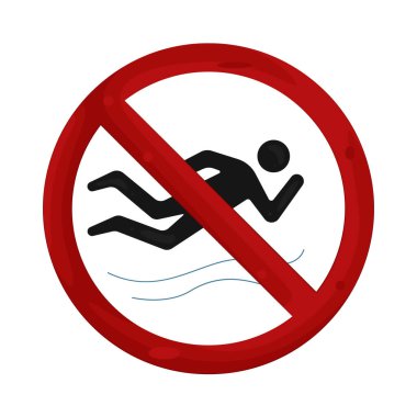 Yüzme yasağı işaretleri yüzmek, dalgıcın ve yüzücü güvenliğinin kısıtlı bölgelerde sağlanması için güvenli değil.