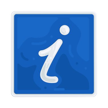 Bir bilgi işareti gezginlere ve yayalara genel rehberlik veya yardımcı detaylar sağlar.