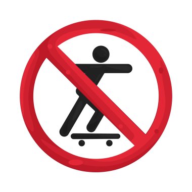 Kaykay yasağı işareti işaretli bölgede kaykayın yasak olduğunu gösterir..