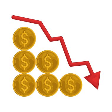 Azalan bir sembol, ekonomik performans düşüşünü veya düşüşünü gösteren bir eğilim göstermektedir.