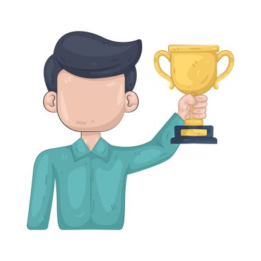 Bir çalışanın elinde kupa tutması takdiri, performansı mükemmelliği ve profesyonel başarıyı simgeler..