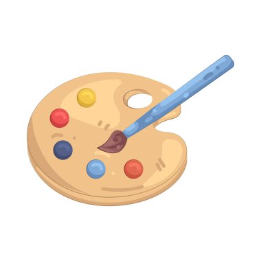 Bir boya paleti sanatsal özgürlük ve ifadeyi temsil eden renkleri tutar ve karıştırır.