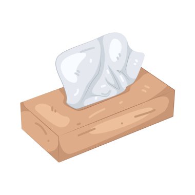 Bir mendil kutusu kişisel hijyen ve temizlik için tek kullanımlık mendil içerir..