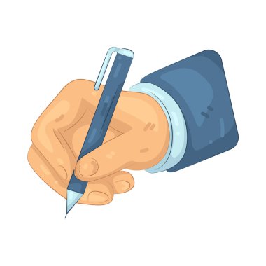 Kalem tutan bir el, planlama, karar verme ve mali bilgileri kaydetme veya onaylama eylemini temsil eder..